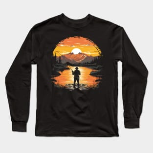 Vintage Sunset Fly Fishing Long Sleeve T-Shirt